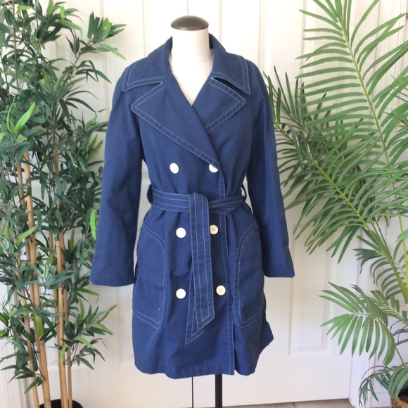 London Fog Jackets & Blazers - Vintage London Fog 14 Blue Classic Belt Raincoat